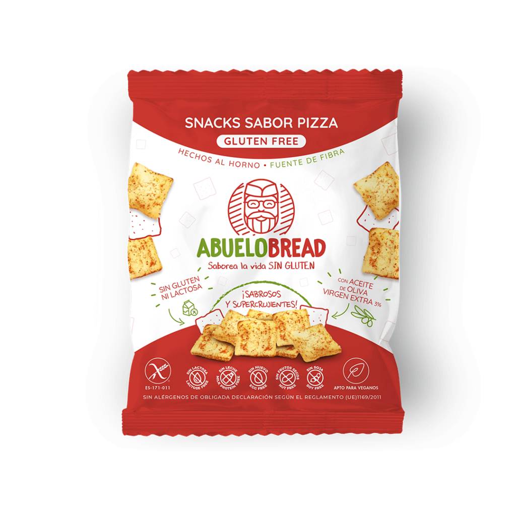 Snacks de pizza sin gluten de Abuelo Bread.