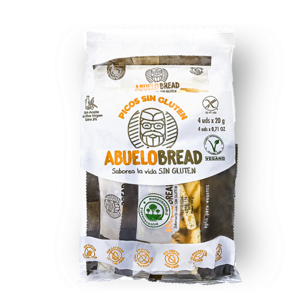 Bolsa de picos ( envasadora ) sin gluten de la marca Abuelo Bread.
