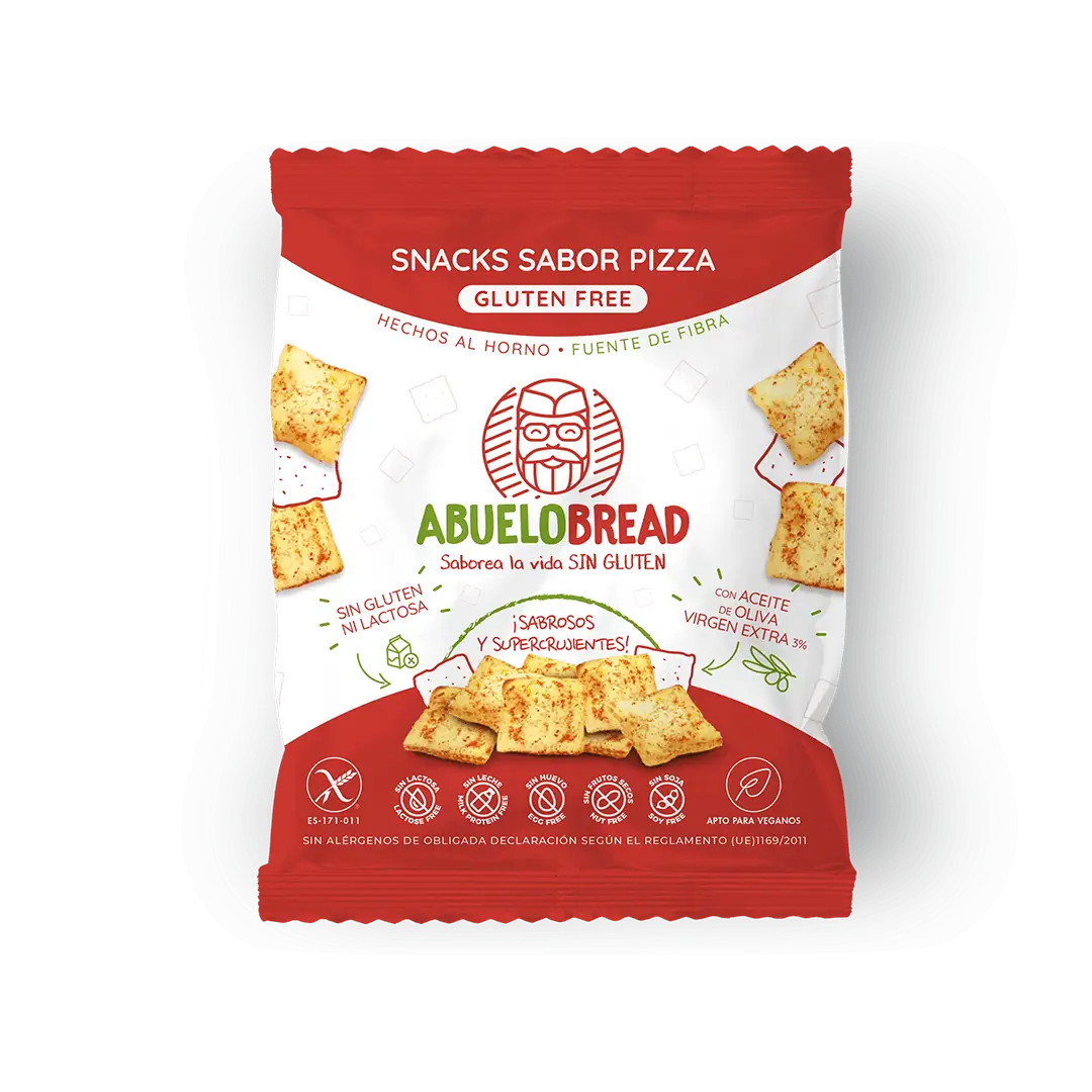 Snack sin gluten sabor pizza de Abuelo Bread